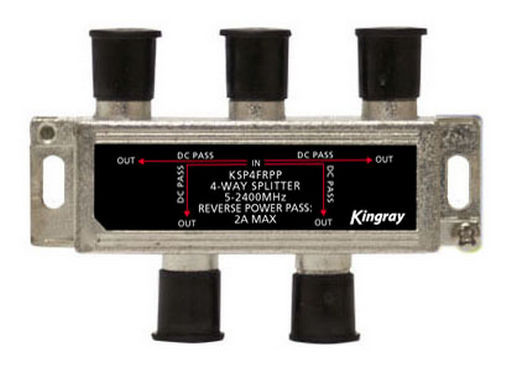 4 WAY F-TYPE SPLITTER REVERSE POWER PASS