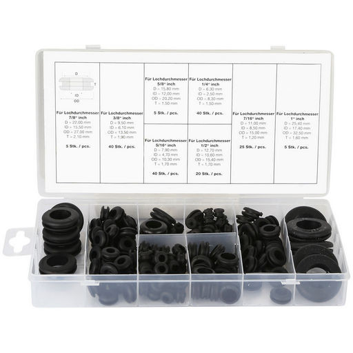 Rubber Grommet Kit, 180 pcs Assorted