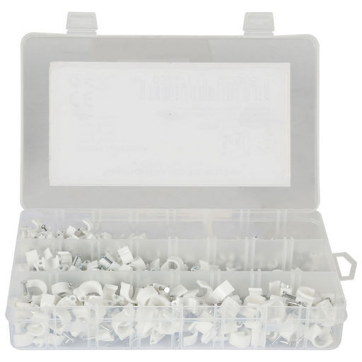 Cable Clips Round Kit, 400 pcs, White