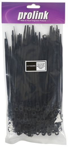 Anchored Cable Ties, 4.8x200mm, Black