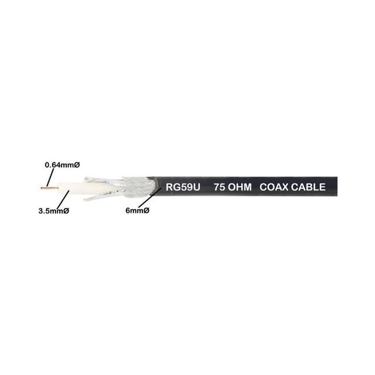 75Ω RG59U COAX 6mm SOLID-CORE FOAM 1m