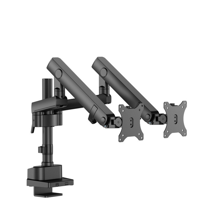 INFINITY Black Dual Screen Pole-Mounted Heavy-Duty Mechanical Spring Monitor Arm support 17”-40”, up to 12kg  - INF752-C024P