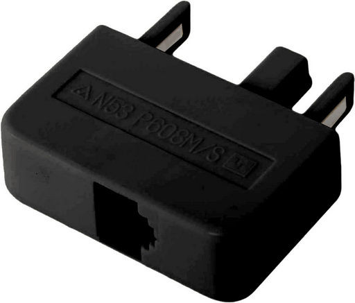 BLACK TELEPHONE ADAPTOR Telecom plug male to modular socket 6P4C RJ12