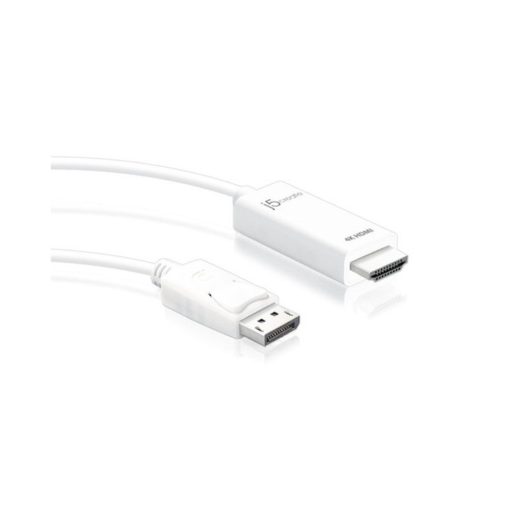 j5create JDC158 1.80 m DisplayPort/HDMI A/V Cable - Cable for MAC, TV, Projector, Workstation - First End: 1 × 20-Pin DisplayPort 1.2 Digital Audio/Video
