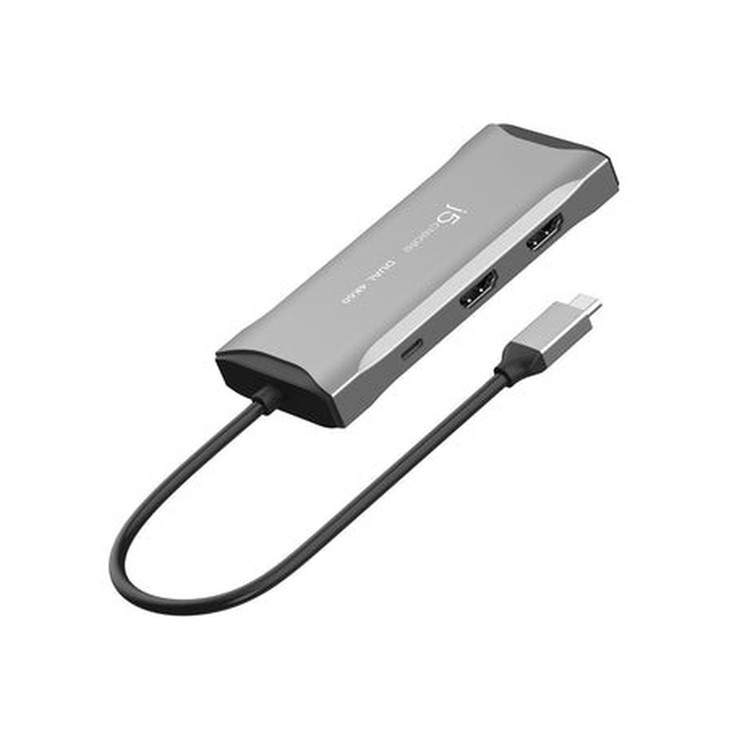 j5create Mini Dock JCD396 6 Port(s) USB Type C Docking Station for Workstation - Charging Capability - Space Gray - Portable - 2 Displays Supported - 4K @ 60Hz