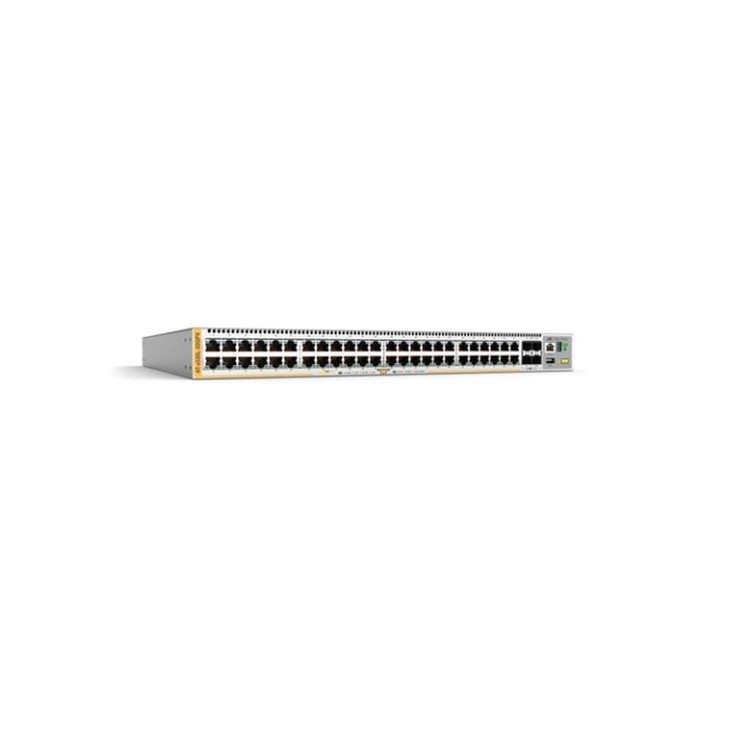 Allied Telesis 48-port PoE+ 10/100/1000T stackable L3 switch with 4 x SFP+ ports and 2 fixed power supplies, AU Power Cord.