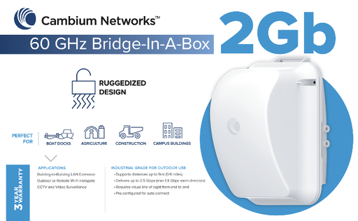 Cambium 60GHz Bridge in a Box 2Gb with ANZ Cord