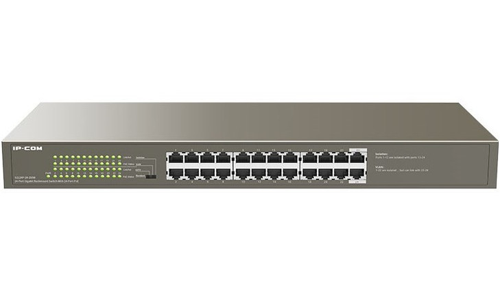 IP-COM (G1124P-24-250W )24-Port Gigabit Switch With 24-Port PoE+, 6kV lightning protection