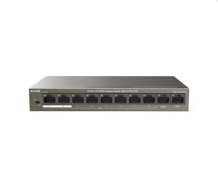 Tenda (TEF1110P-8-63W) 10-Port 10/100Mbps Desktop Switch With 8-Port PoE+