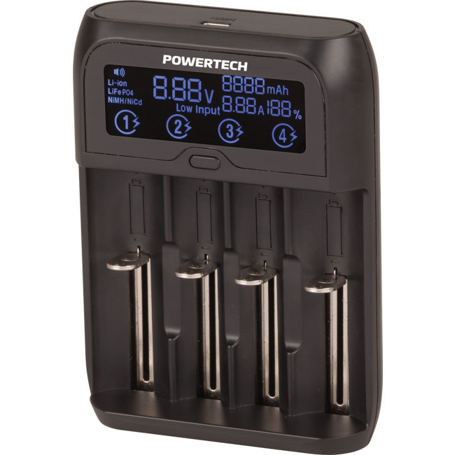POWERTECH MB3703 4 CHANNEL UNIVERSAL FAST CHARGER Ni-MH, N-Cd, Li-ion & LiFePO4