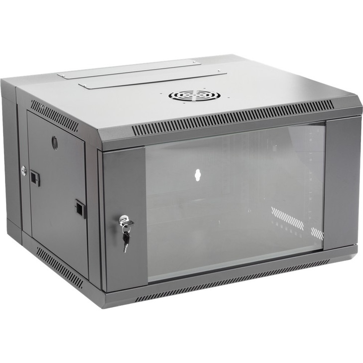 PRO2 WMC6U55H 6RU HINGED WALL MOUNT CABINET 600X550MM HEIGHT 368MM FRONT GLASS DOOR