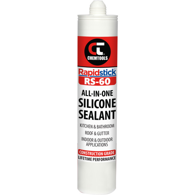 CHEMTOOLS RS60CL-300 RAPID STICK ALL-IN-ONE CLEAR SILICONE SEALANT NEUTRAL CURE 300ML CARTRIDGE