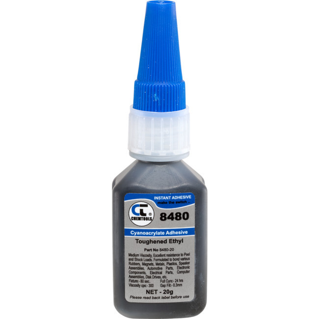 CHEMTOOLS 8480-20G 8480 HIGH STRENGTH ADHESIVE CYANOACRYLATE IMPACT METAL BLK