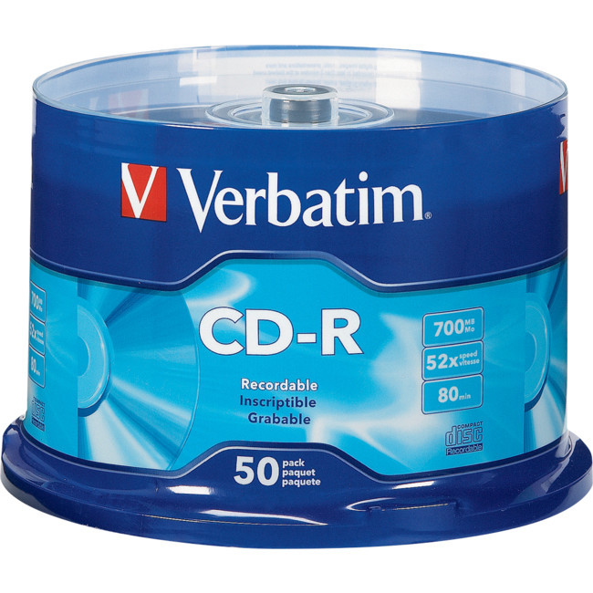 VERBATIM VCDR-50 50PK CD-R SPINDLE 52X 80MIN / 700MB