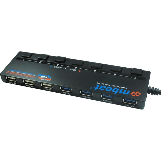 MBEAT USBM43HUB 7 PORT USB 3.0 & 2.0 HUB WITH INDIVIDUAL SWITCH MBEAT