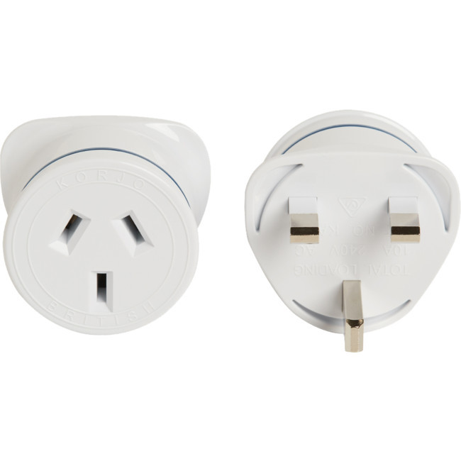 KORJO KAUK AUST. TO UK TRAVEL ADAPTOR FOR AUSTRALIA 240V PLUG- FIT20