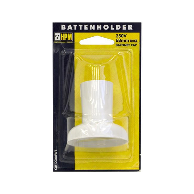 HPM CD366WE STANDARD BC BATTEN LAMP HOLDER WHITE - HPM