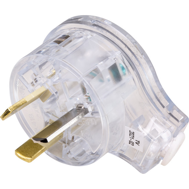 CLIPSAL 418UATR 3PIN FLAT PLUG TOP TRANSPARENT CLEAR/ SIDE ENTRY- LOW PROFILE