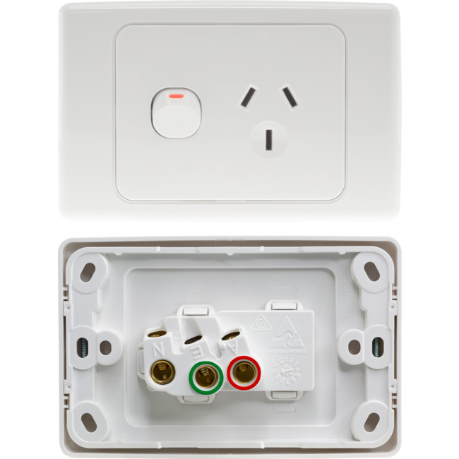 CLIPSAL 2015WE HORIZONTAL SINGLE GPO WHITE 10AMP CLIPSAL