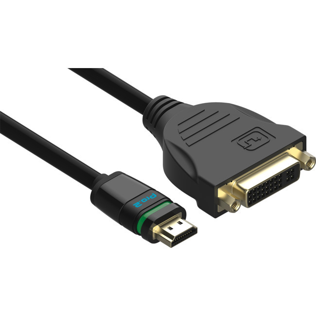 PRO2 ELHDS005 EASYLOCK HDMI-DVI SOCKET 0.5M LOCKING HDMI PLUG-DVI SOCKET