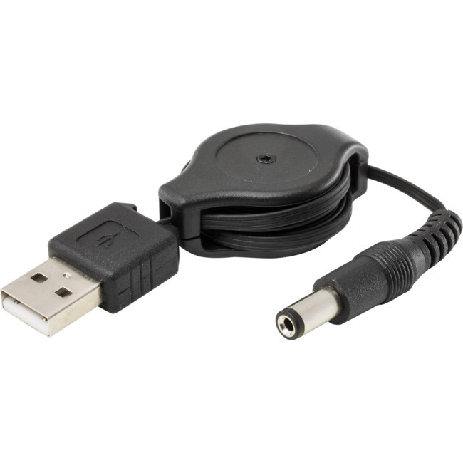 PRO2 LC7225 0.8M RETRACTABLE USB TO DC PLUG TO PLUG USB2 TO 2.1MM DC
