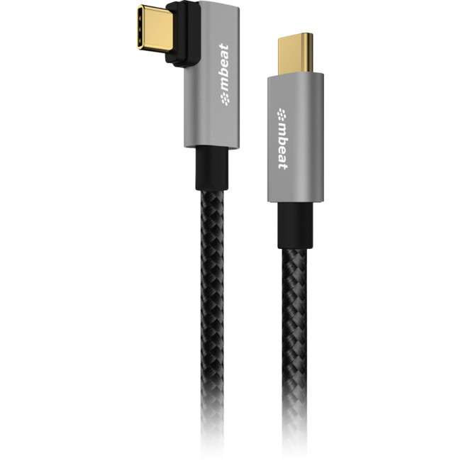 MBEAT LC7965 1.8M USB-C RIGHT ANGLE CABLE 4K 100W PD USB3.2 GEN2 TOUGHLINK