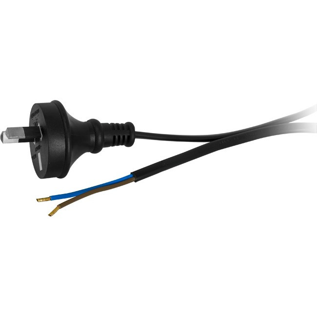 DOSS 32PB 3M 7.5A 2 CORE MAINS LEAD BARE WIRE POWER LEAD BLACK
