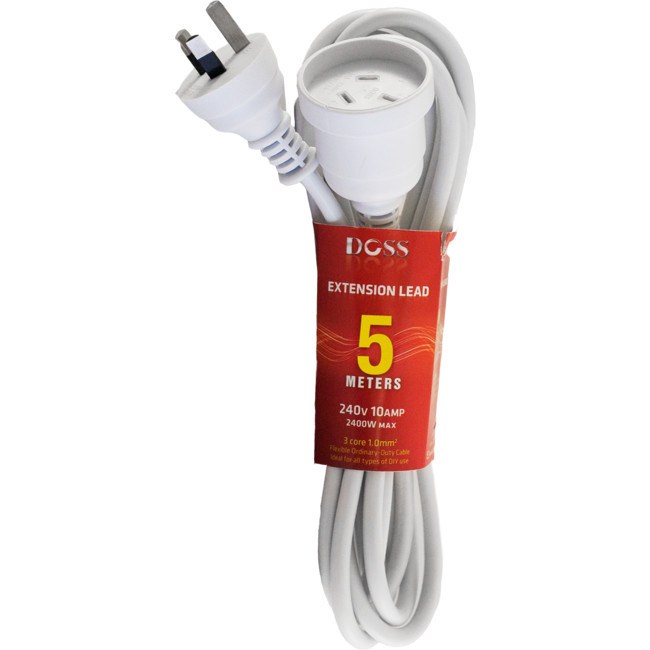 DOSS EXL5M 5M POWER EXTENSION LEAD WHITE