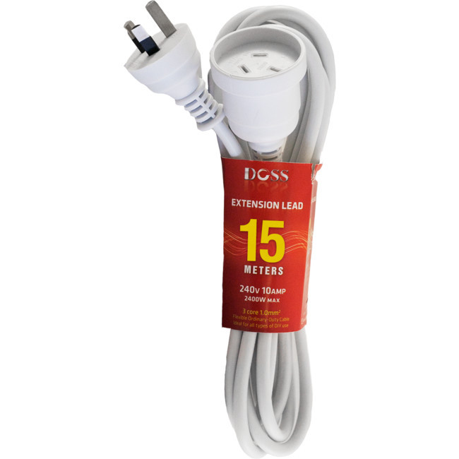 DOSS EXL15M 15M POWER EXTENSION LEAD WHITE DOSS