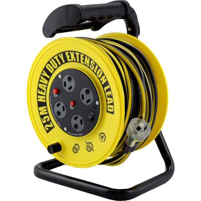 ULTRACHARGE UR24025R HANDYMAN EXT REEL WITH - 25M 4 WAY SURGE POWER BOARD