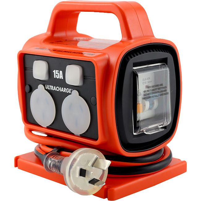 ULTRACHARGE UR115/4R 15A 4 WAY RCD SAFETY POWER BLOCK WITH 15A PLUG