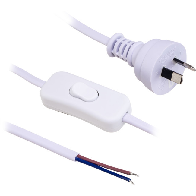 DOSS 18WS INLINE SWITCH POWER LEAD WHITE 2.3M 2 CORE