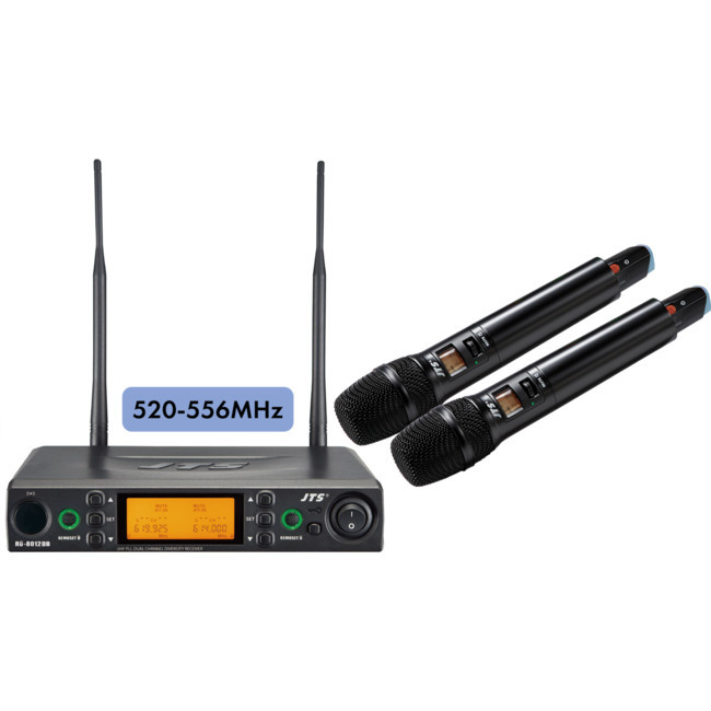 JTS 8012DBKITHHB1 2 CHANNEL HANDHELD WIRELESS SYSTEM 520-556MHZ 1 X RU8012DB RX AND 2 X RU850LTH H/H TX