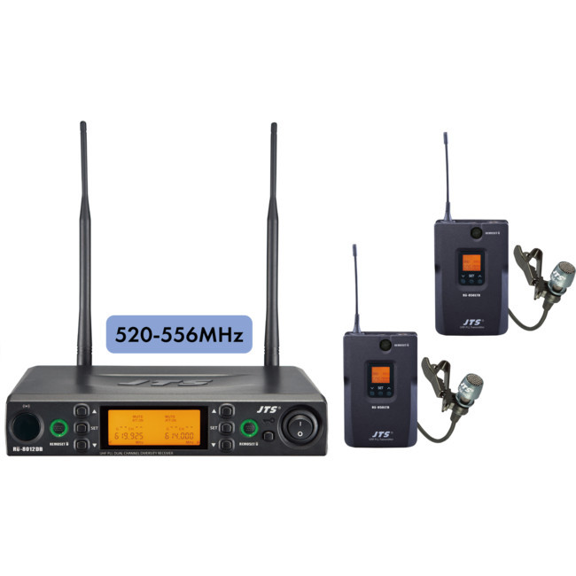 JTS 8012DBKITBBB1 2 CHANNEL BELTPACK WIRELESS SYSTEM 520-556MHZ 1 X RU8012DB RX -2 X RU850LTB B/P TX & CM501 MICS