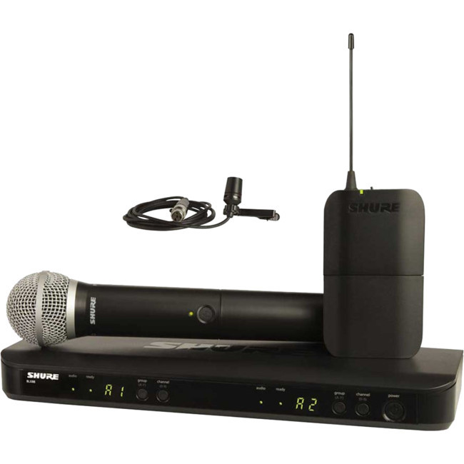 SHURE BLX1288CLK14 SHURE DUAL WIRELESS MIC SYSTEM CVL LAVALIER & PG58 HANDHELD