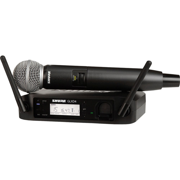 SHURE GLXD24SM58 HANDHELD DUAL BAND WIRELESS SYSTEM WITH SM58 MICROPHONE TRANSMITTER