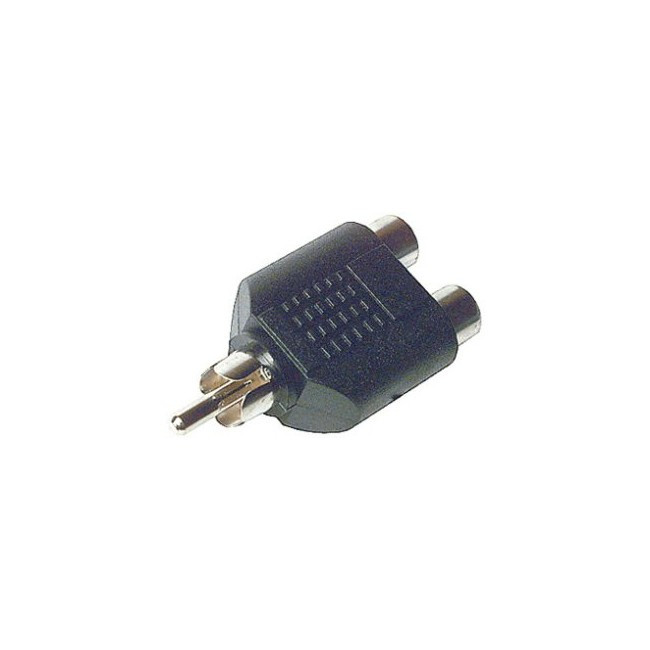 PA4216 RCA PLUG TO 2X RCA SOCKETS PLASTIC DOUBLE ADAPTOR
