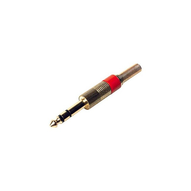 PD1453 6.3MM GOLD STEREO PHONO PLUG RED - SPRING PROTECTION