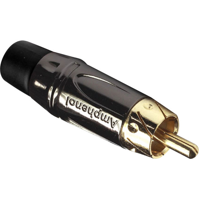 AMPHENOL PD2975 RCA PLUG SHORT BLACK SHELL WITH GOLD CONTACTS ACPL-CBK