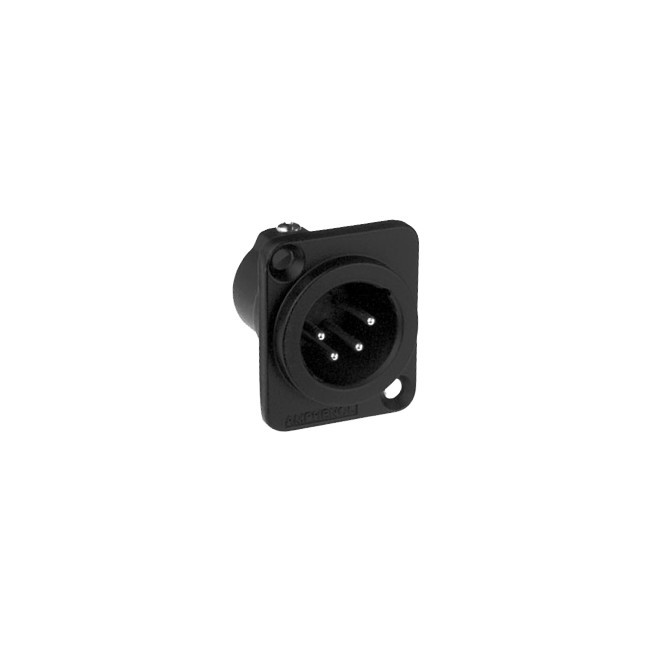 AMPHENOL PD5352 4 PIN PANEL XLR PLUG (AC4MDZB) METAL BLACK SQUARE