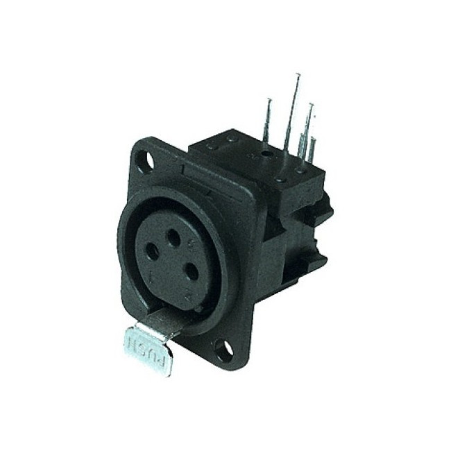 AMPHENOL PD5364 3 PIN 90 DEGREE PCB PANEL XLR SOCKET POLYESTER SQUARE