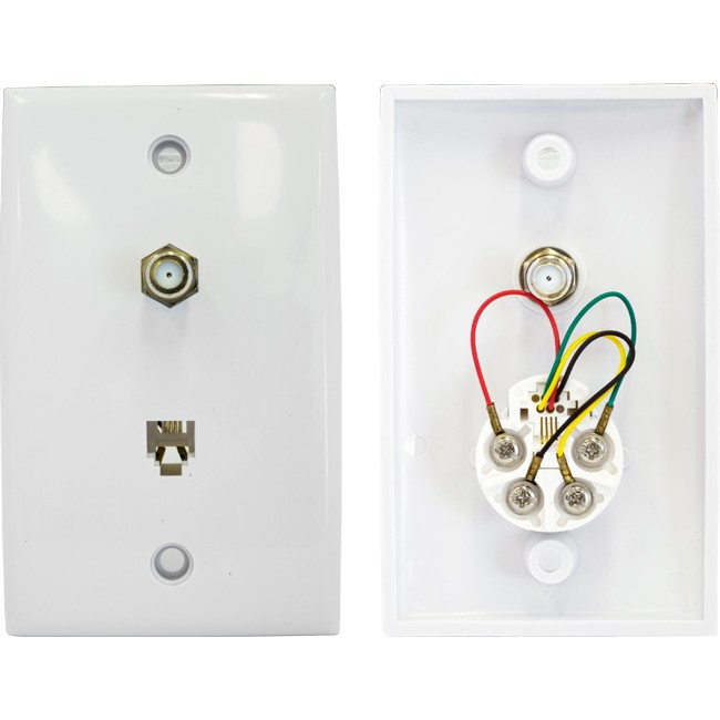PRO2 PR3870 TV WALL PLATE WITH TELEPHONE 6P4C- 'F' SOCKET TO 'F' SOCKET
