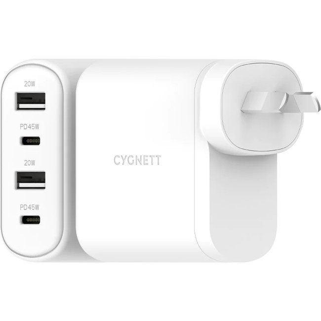 CYGNETT 45WUCWC 45W MULTIPORT FAST WALL CHARGER USB-C USB-A POWERPLUS