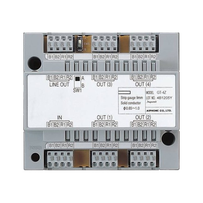 AIPHONE GT4Z 4 ZONE VIDEO DIVIDER MODULE SPLITS VIDEO AND AUDIO BUS TO 4