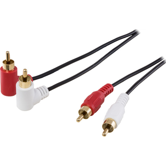 PRO2 LA3041 RIGHT ANGLE RCA STEREO LEAD 2M 2 X RCA PLUG TO 2 X RCA PLUG