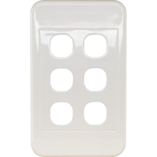 CLIPSAL PK4596 6 GANG WALL PLATE WHITE CLIPSAL 2000 SERIES