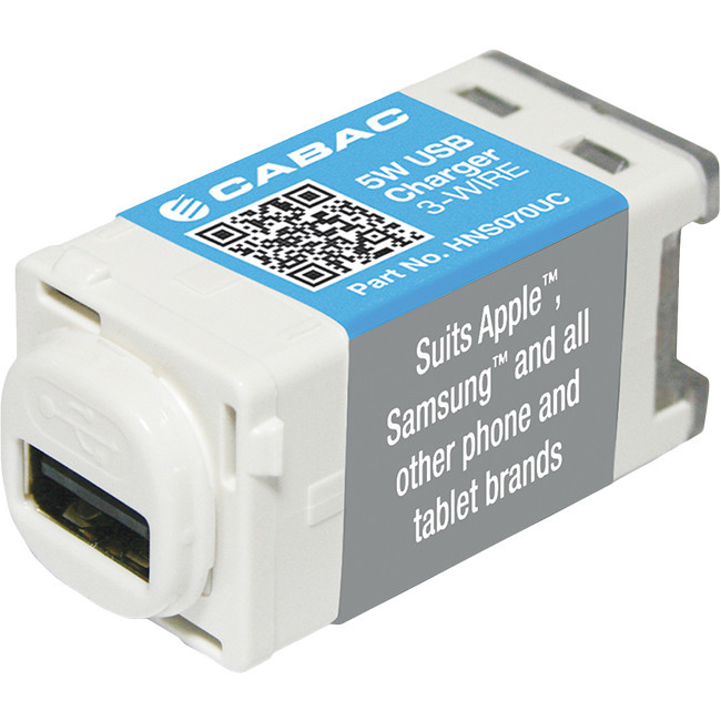 CABAC HNS070UC USB CHARGER MECHANISM 5W 1A 3-WIRE INSERT SUIT CLIPSAL