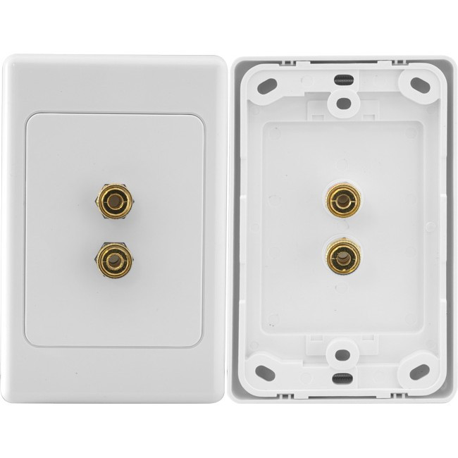 PRO2 PRO1030 2 TERMINAL SPEAKER WALL PLATE 2X BANANA SOCKETS