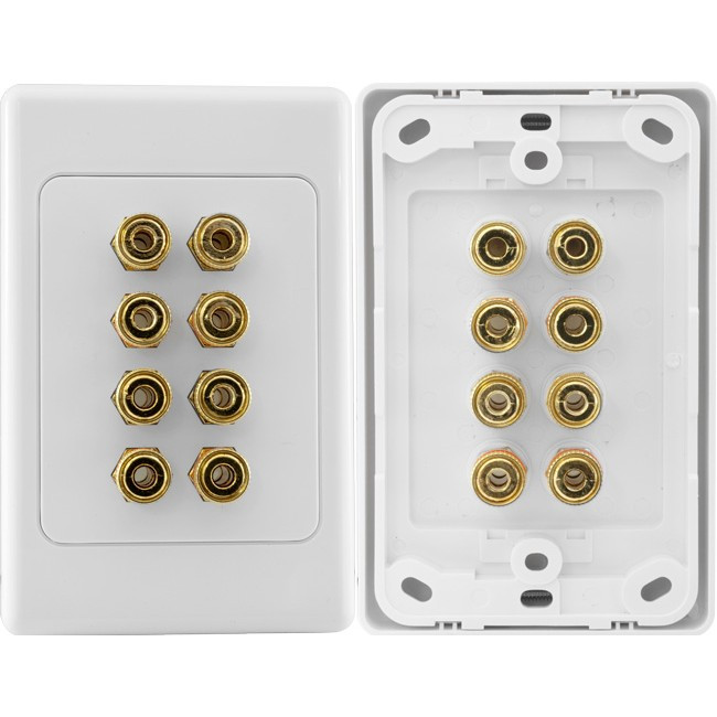 PRO2 PRO1044 8 TERMINAL SPEAKER WALL PLATE 8X BANANA SOCKETS