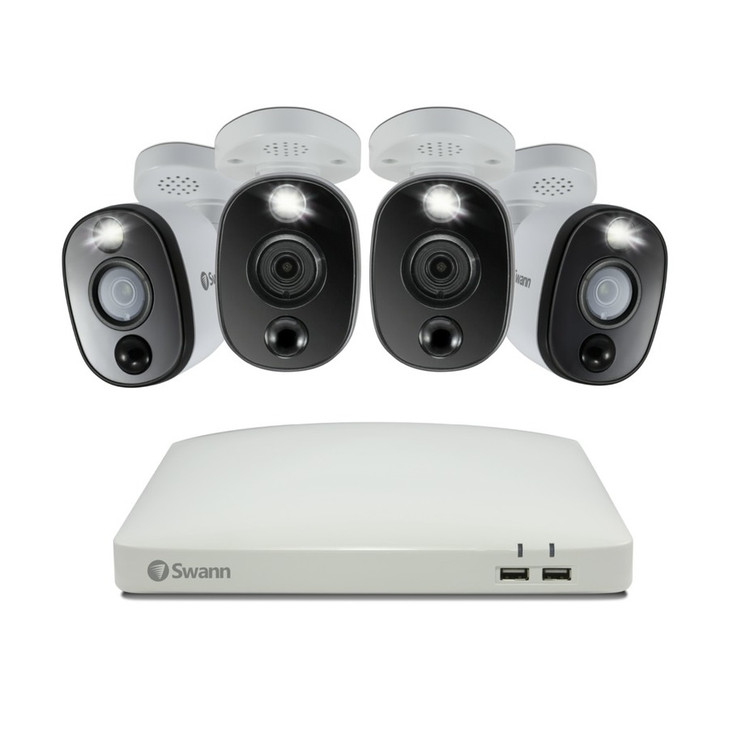 Swann 4CH 4K DVR Kit with 4 x 4K PIR Bullet Cameras with LED